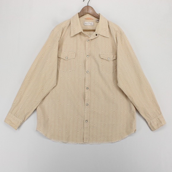 Fred & Howard Other - Fred And Howard Shirt Mens XXL Tan Geometric Long Sleeve Pearl Snap Western